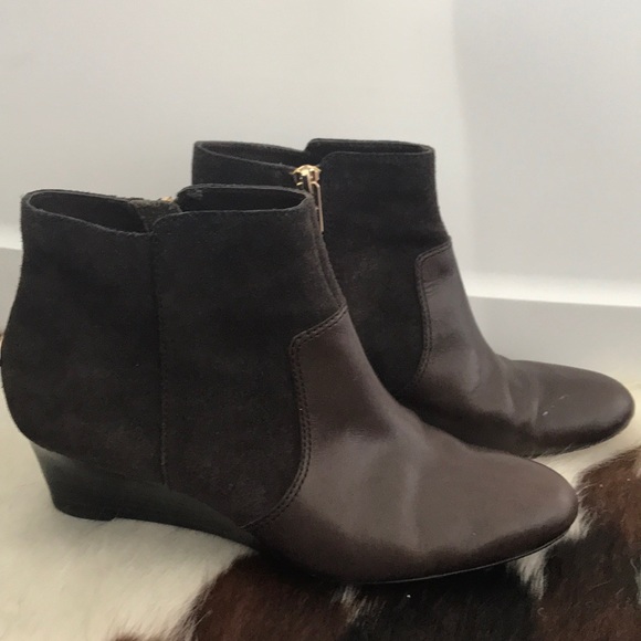 Coach Mystic Wedge Bootie Brown Leather Suede Zip - Picture 2 of 8